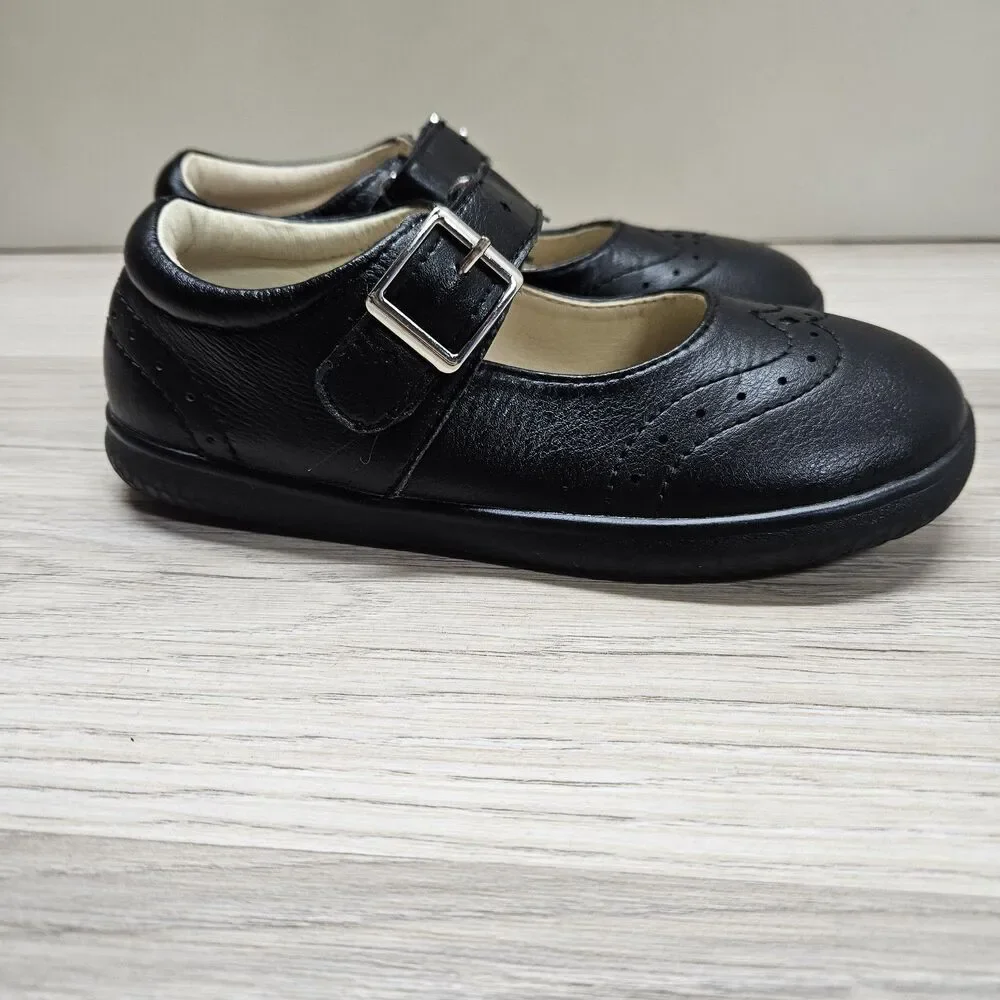 Livie & Luca Girls Black Mary Jane Shoes Size 12 Buckle Faux Leather Cute